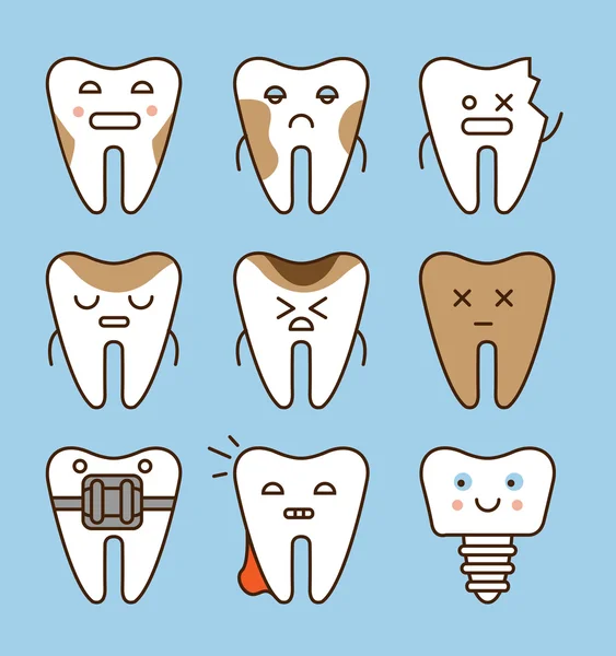 Conjunto de ícones de dentes, coleção dental — Vetor de Stock