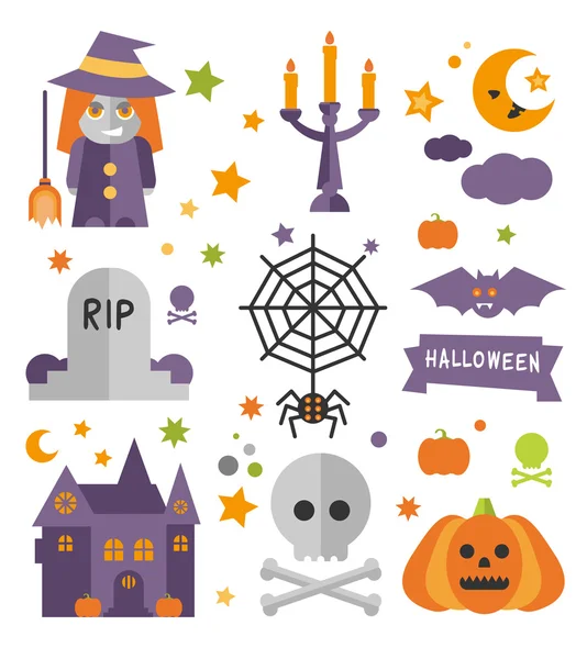 Colección de símbolos de Halloween. — Vector de stock