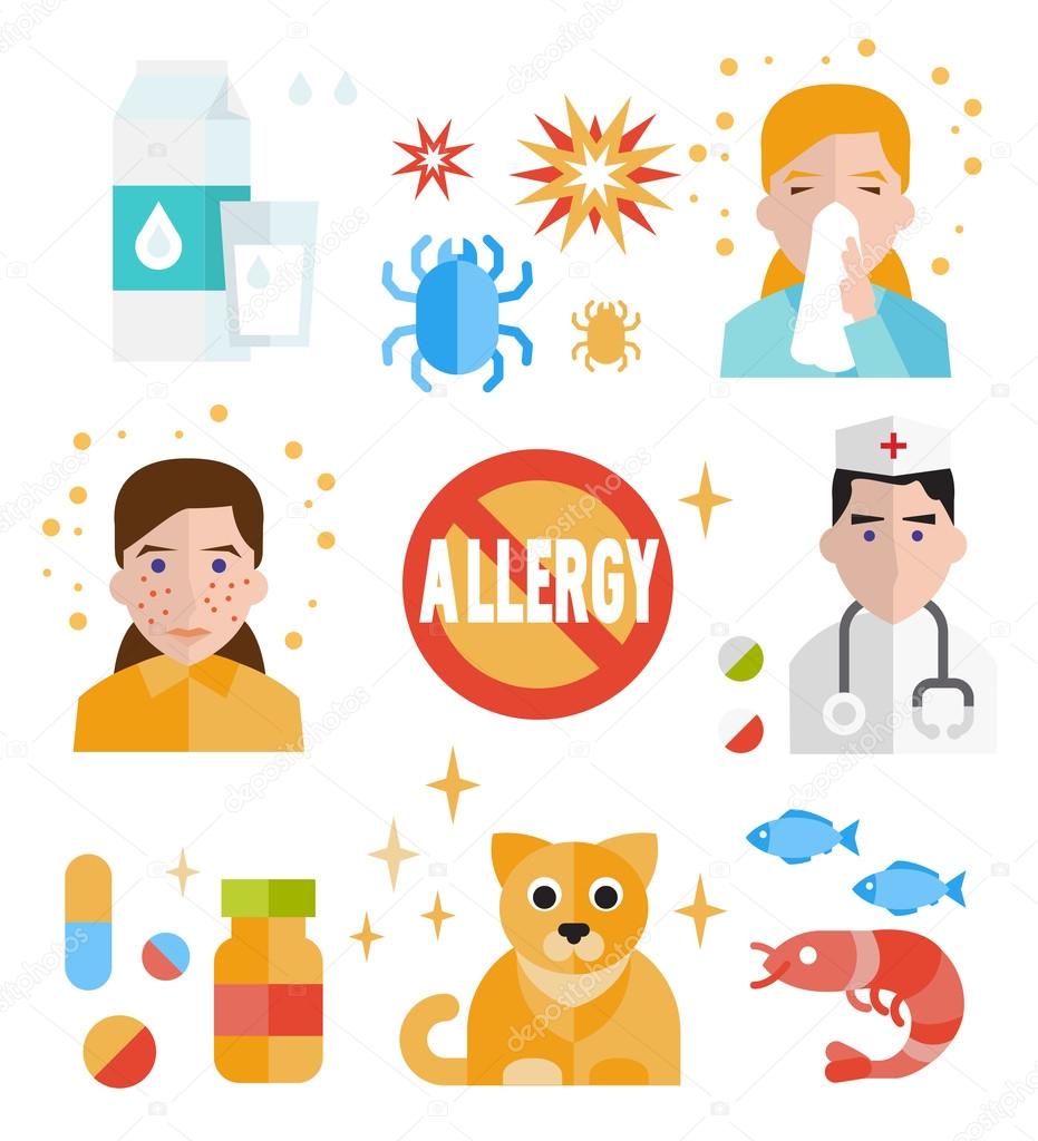 Allergy icon flat set