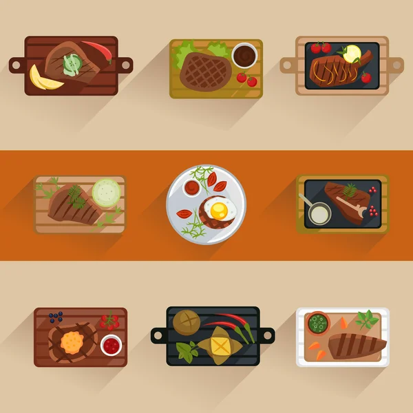 Icono de cocina de filetes de pescado y carne — Vector de stock