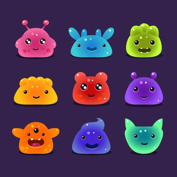 Cute cartoon jelly monsters, — Stock Vector