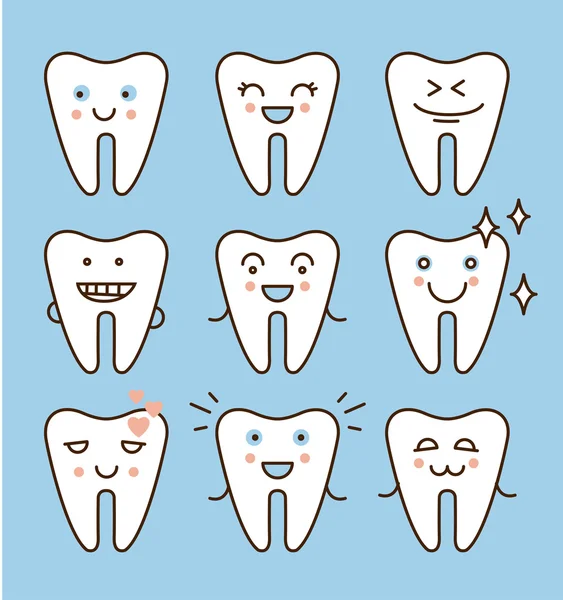 Tooth icons set, — Stock Vector