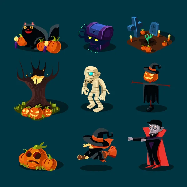 Halloween symboler samling. — Stock vektor