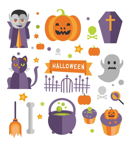 Coleção de símbolos Halloween. — Vetor de Stock