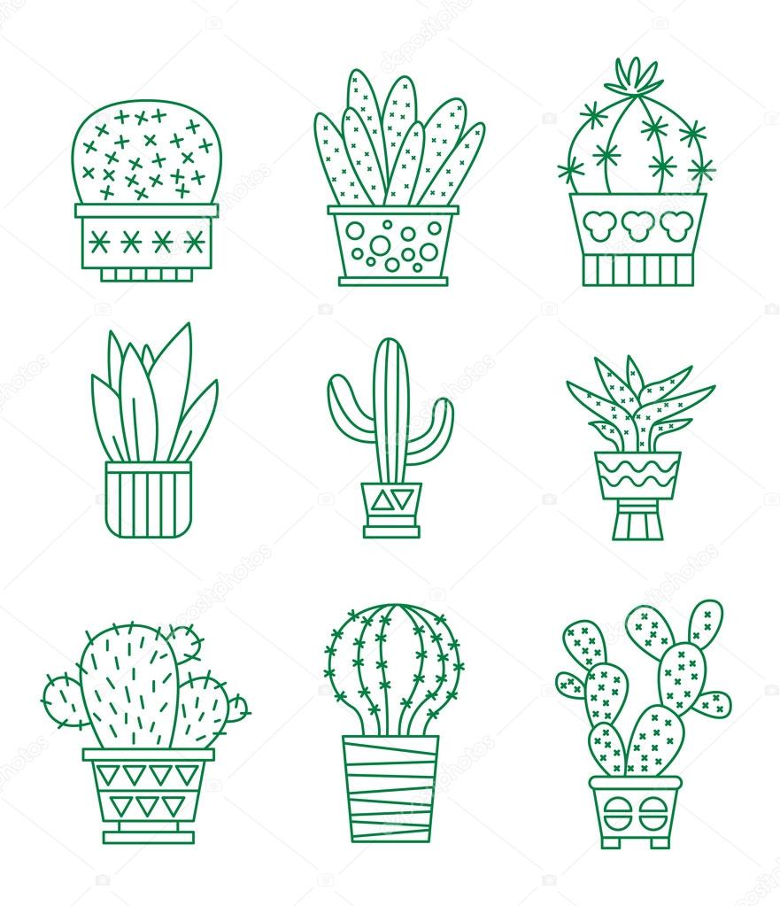 Set of vector cactus icons 