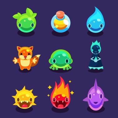 karikatür komik canavarlar set