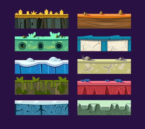 Verschillende materialen en texturen voor het spel. Vector platte — Stockvector