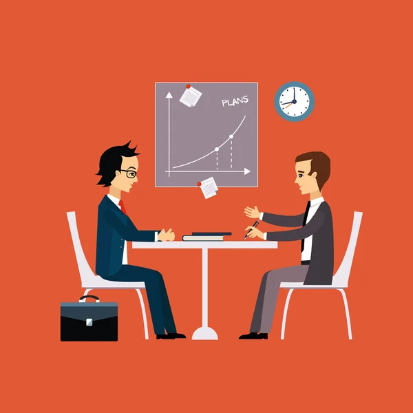 Business people, two men at the table — Stock Vector