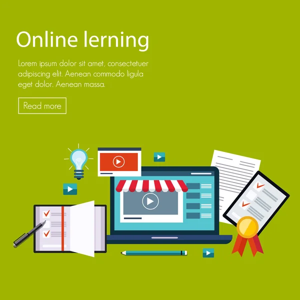 E-learning och online utbildning — Stock vektor