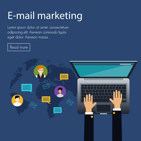 Concept de design plat de marketing par e-mail — Image vectorielle