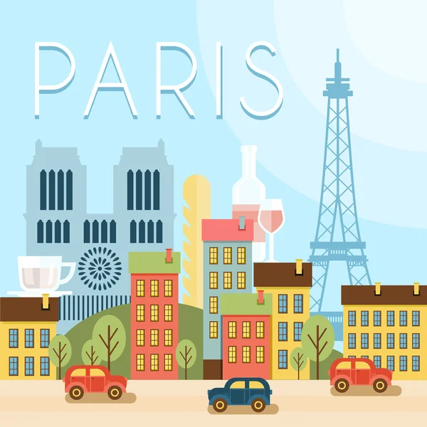 Attractions de Paris, la Tour Eiffel — Image vectorielle