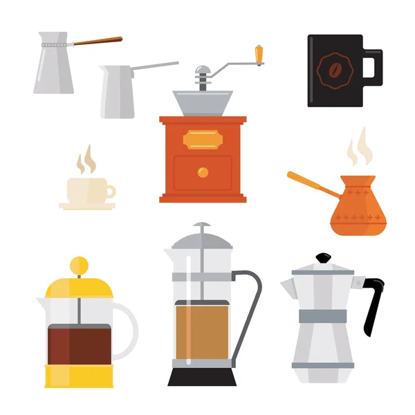 Platte moderne iconen voor koffie shop. Vector — Stockvector