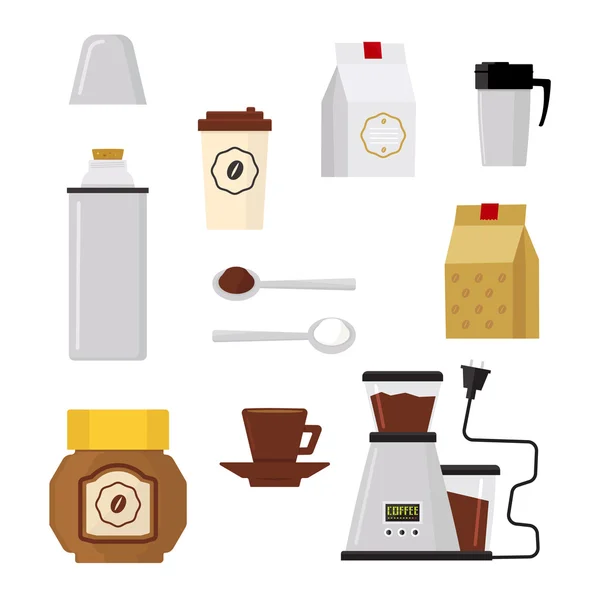 Platt moderna ikoner för kafé. — Stock vektor
