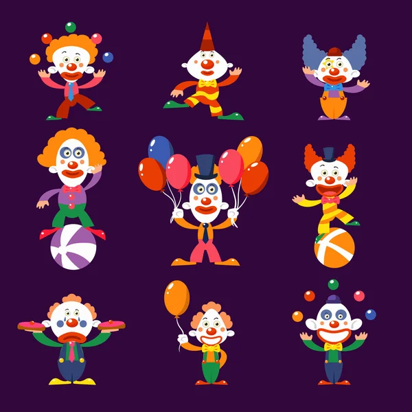 Circus clowns set — Stock Vector