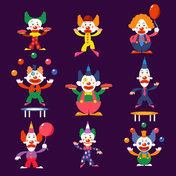 Circus clowns set — Stock Vector