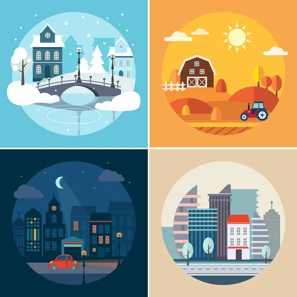 Flat design urban landscape — Stock Vector