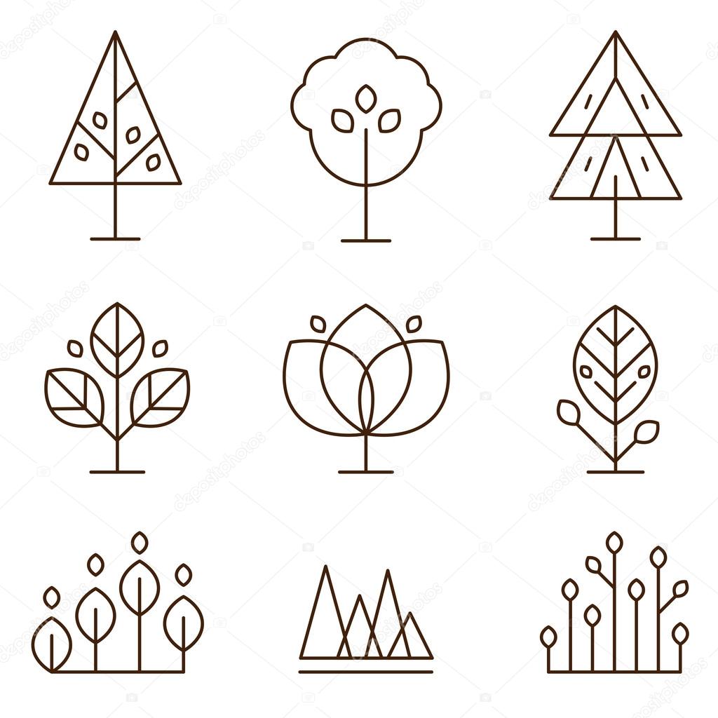 Set of graphical line trees Stock Vector Image by ©TopVectors #85140970