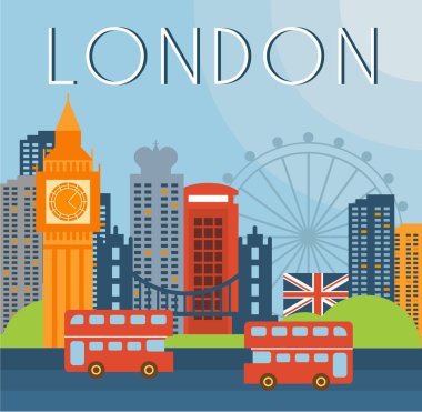 Londra Cityscape vektör çizim