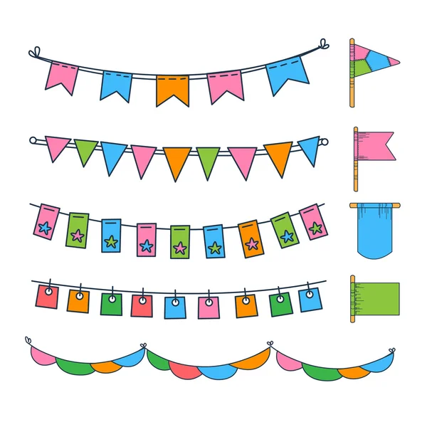 Colorful Garlands and Flags — Stock Vector