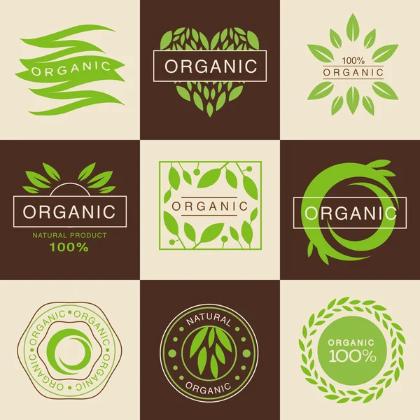 Étiquettes et étiquettes écologiques biologiques — Image vectorielle