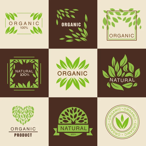 Eco Organic Labels Set — Stock Vector