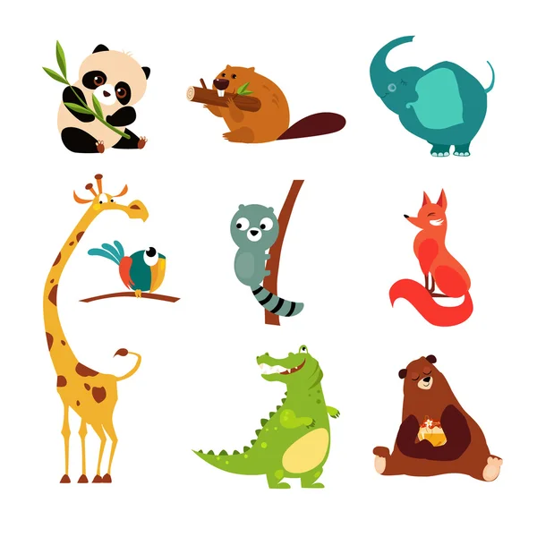 Lindo animal salvaje conjunto — Vector de stock