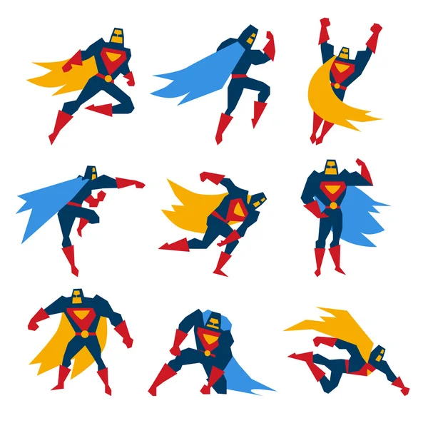 Süpermen Set vektör çizim teşkil etmektedir. — Stok Vektör