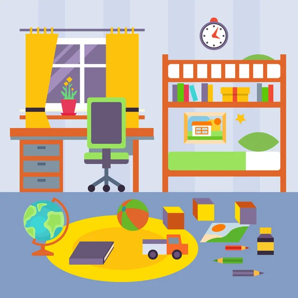 Kid Bedroom. Vector Illustration — Stock Vector