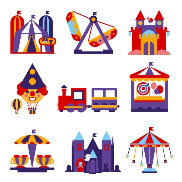 Parque de atracciones Vector Diseño plano — Vector de stock