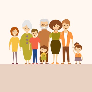 Big Nuclear Family. Vector Illustration in Flat Design clipart