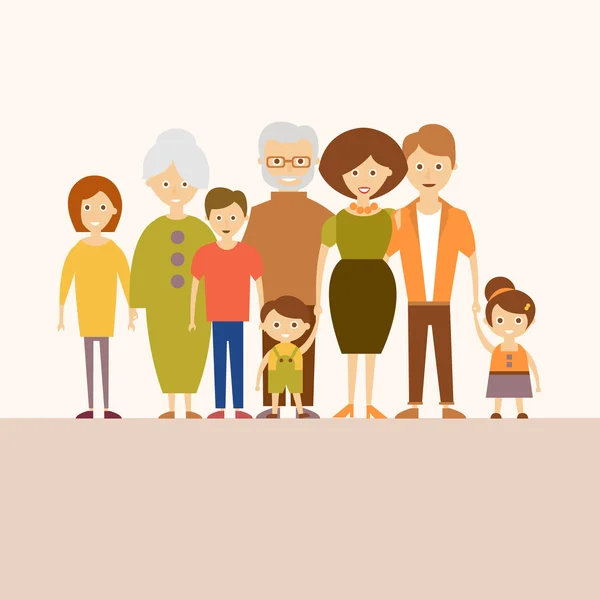 Büyük bir nükleer aile. Vektör çizim düz tasarım