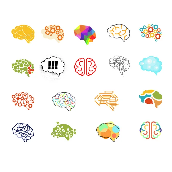 Conjunto de iconos cerebrales, Conjunto de ilustración vectorial — Vector de stock