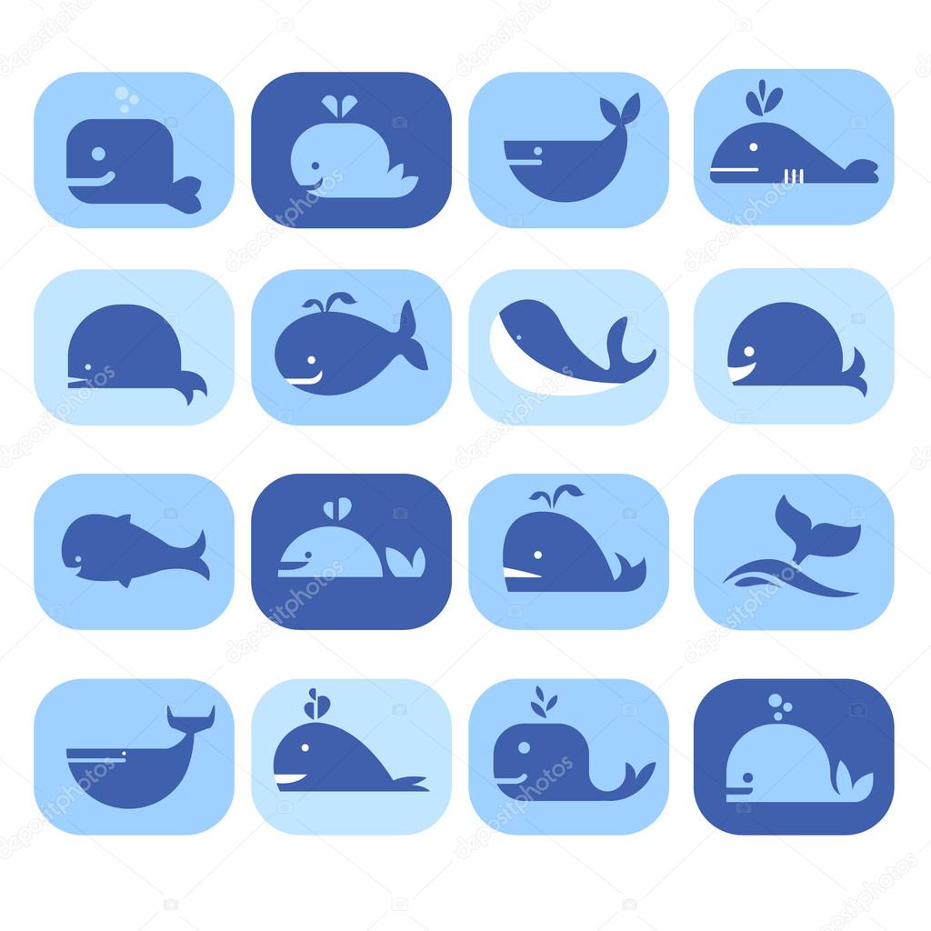 Dolphins, Whales in Flat Style