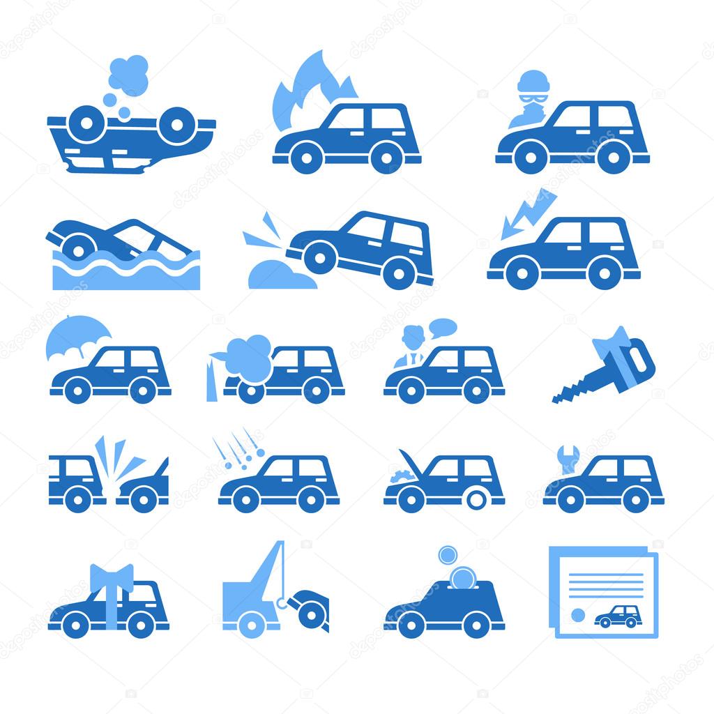 Car Insurance Icons Set
