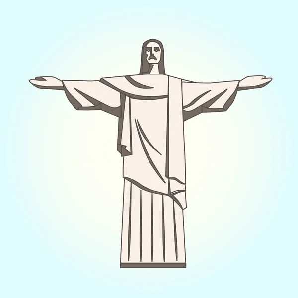 Christ the Redeemer Statue in Flat Style — Stock Vector