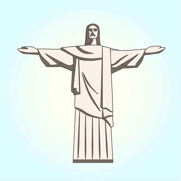 Christ the Redeemer Statue in Flat Style