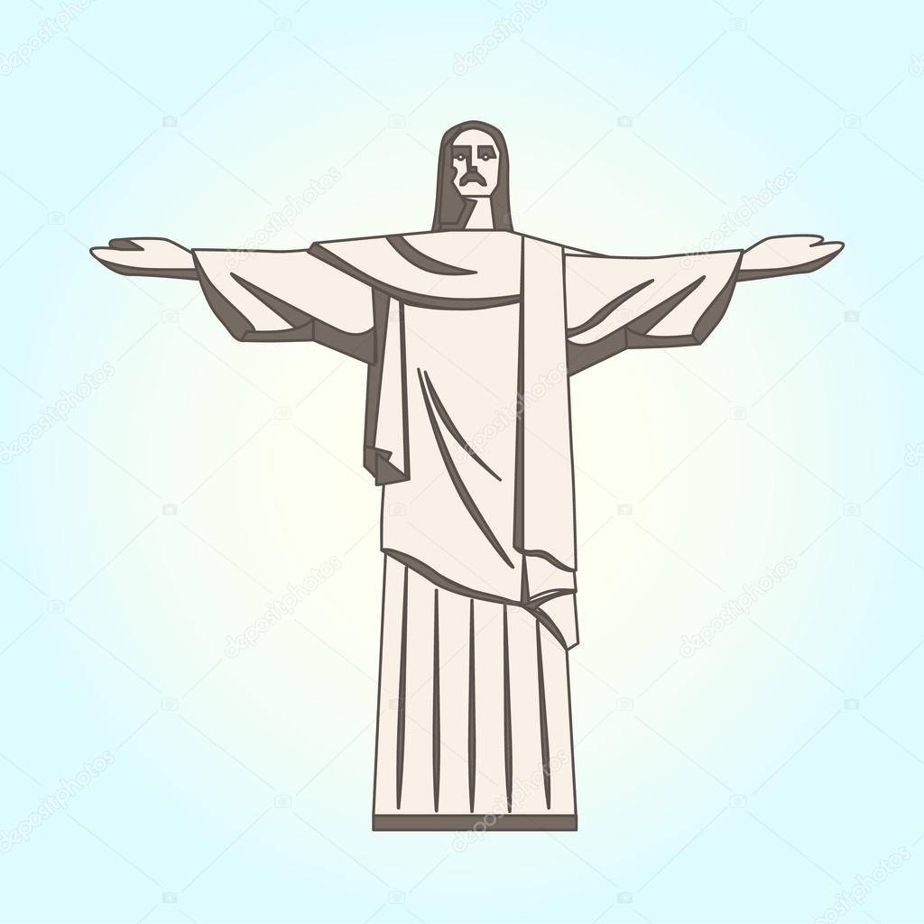 Christ The Redeemer Statue In Flat Style Stock Vector Topvectors