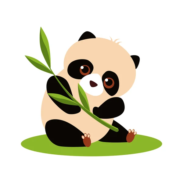 Mignon panda mangeant du bambou. Illustration vectorielle . — Image vectorielle