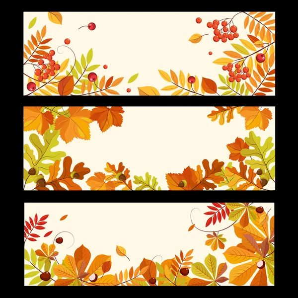 Jesień banery z jagody i liście, wektorowych ilustracji — Wektor stockowy
