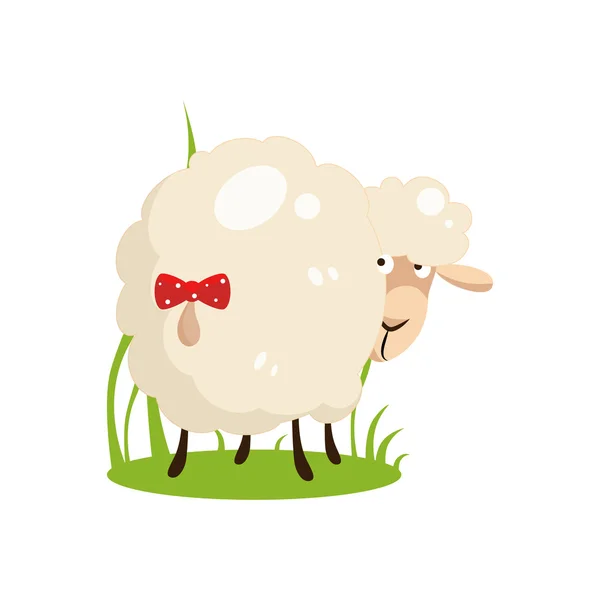 Roztomilé bílé ovce s lukem na ocas. Plochý Design vektorové ilustrace — Stockový vektor