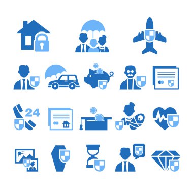 Insurance Icons in Handdrawn Style. Vector Illustration Set clipart