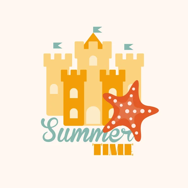 Sand Castle Vector Illustration in Flat Style — 스톡 벡터