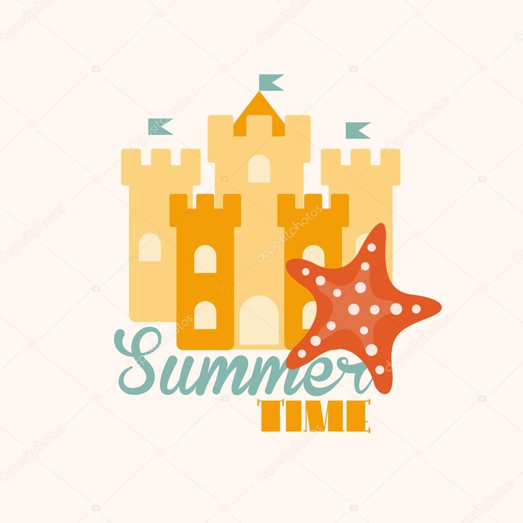 Sand Castle Vector Illustration in Flat Style