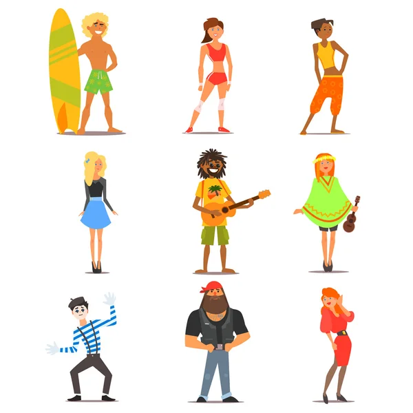 People of Different Lifestyle and Interests. Vector Flat Illustration Set — Stock Vector