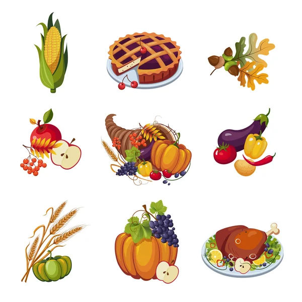 Thanksgiving elementen. Vector illustratie Set — Stockvector