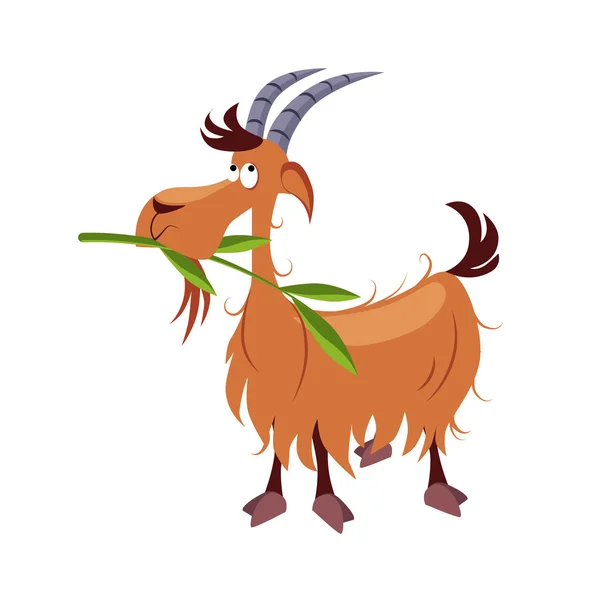 Goat Chewing Branch — Stock Vector