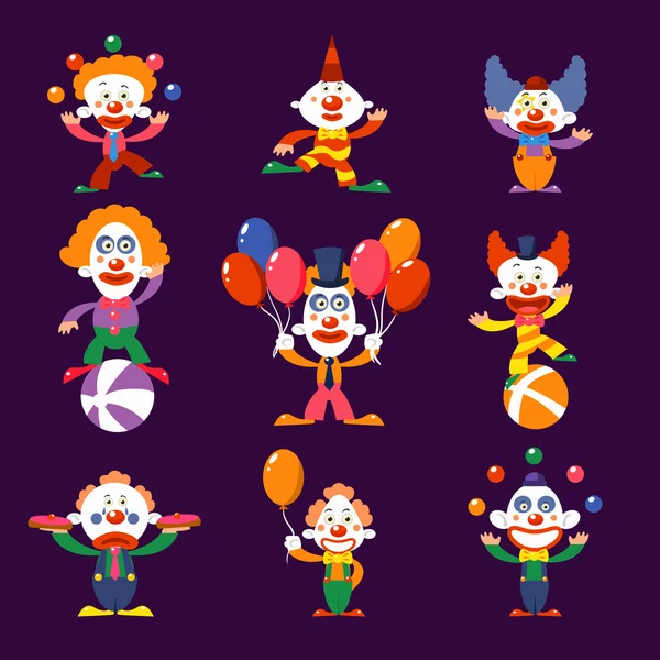 Färgglada clowner vektor — Stock vektor
