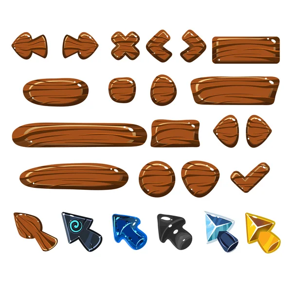 Cartoon Wood Icons — Stock Vector