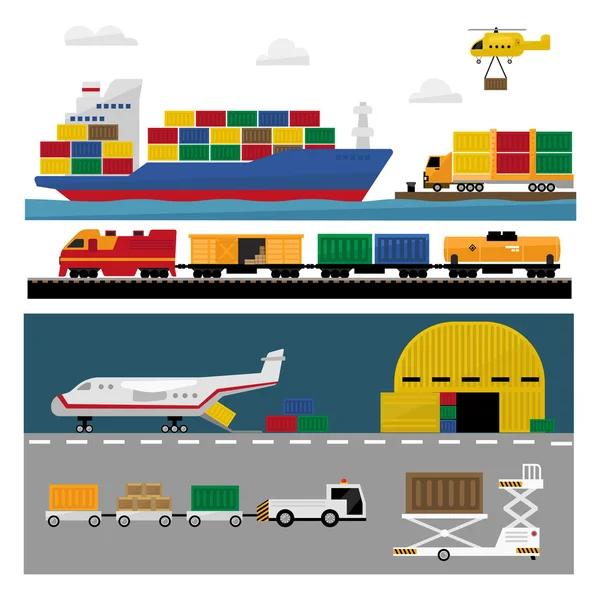 Vervoer en scheepvaart van pictogrammen — Stockvector