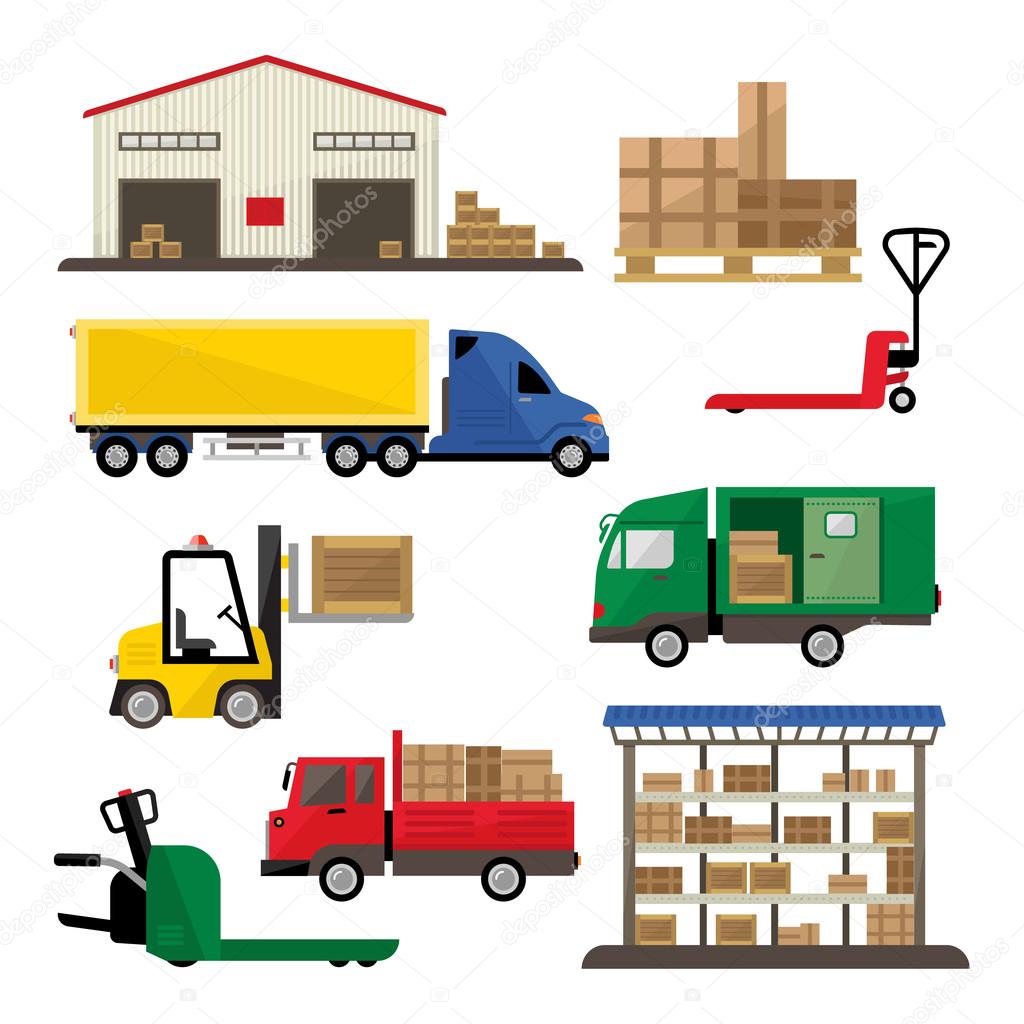 Warehouse Transportation and Delivery Icons